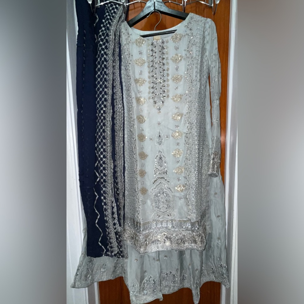Laam Teal 3 Piece Gharara Size 36